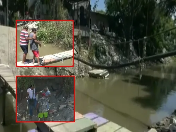 Dos meses sin un puente, la gente se cae o se tira al río para cruzar: en Santa Marta