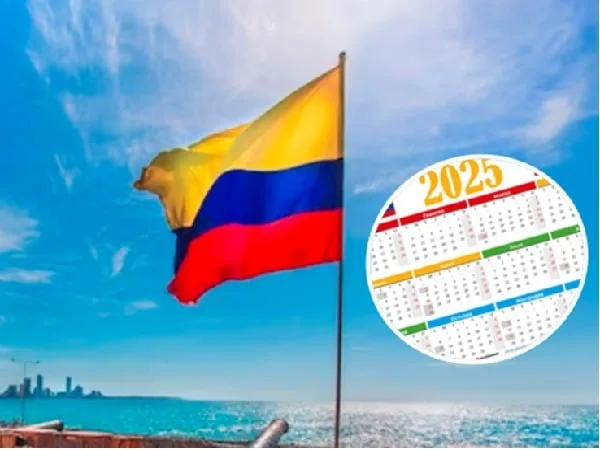 Calendario y bandera de Colombia.