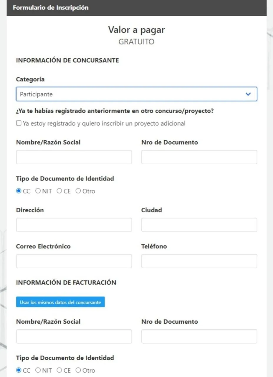 Formulario de inscripción concurso Arte Público para la Glorieta Chapal