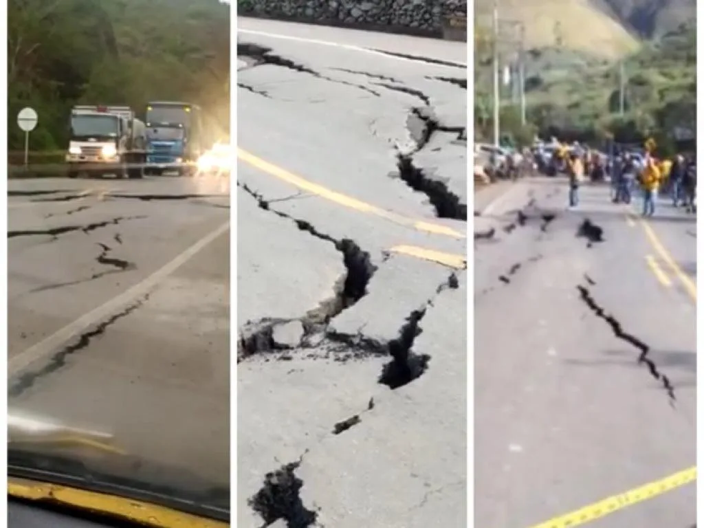 vía agrietada Loboguerrero Dagua