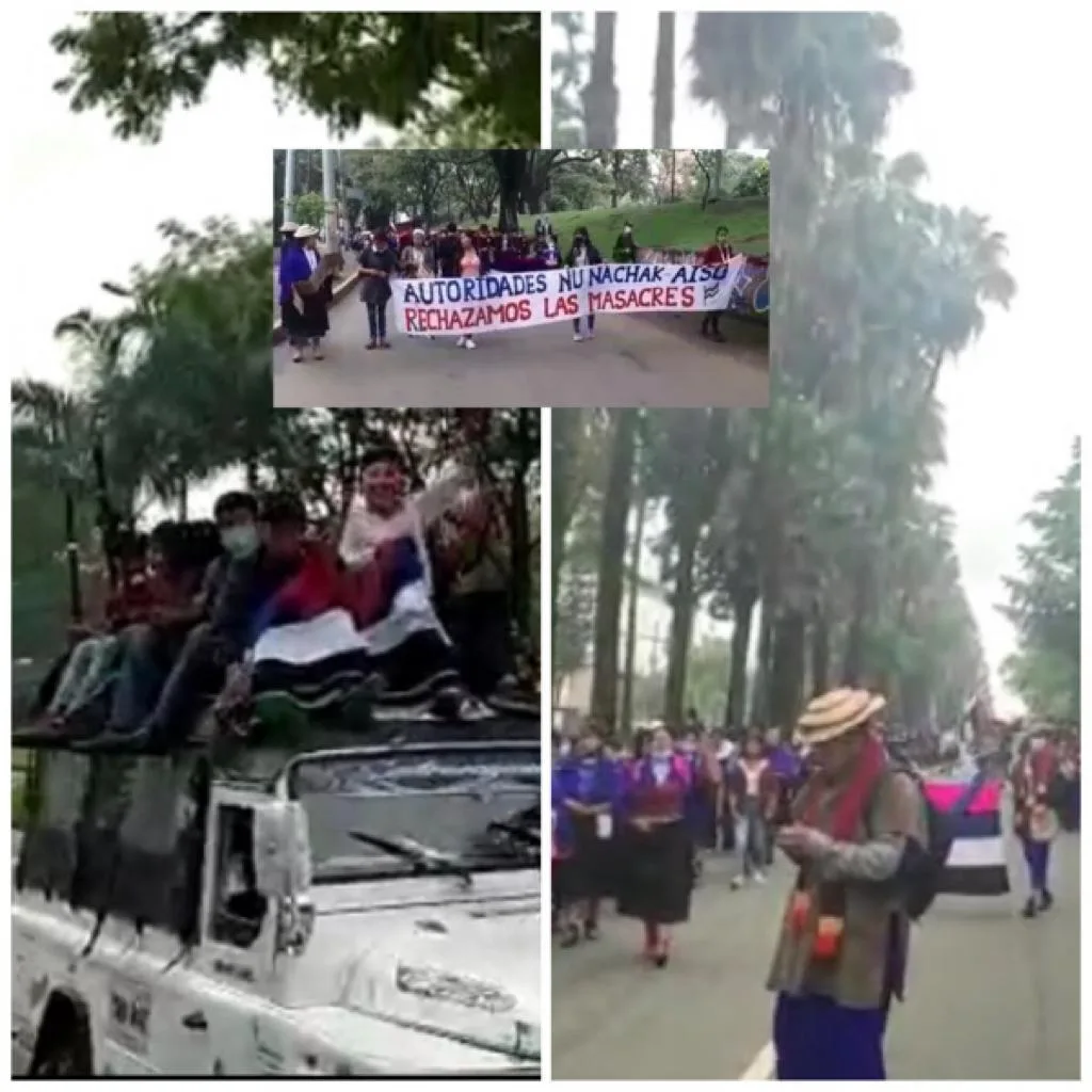 Pueblo Misak marchando en Cali
