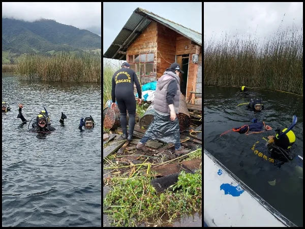 Pese a emergencia por las lluvias, se realiza la limpieza subacuática en la Laguna de la Cocha
