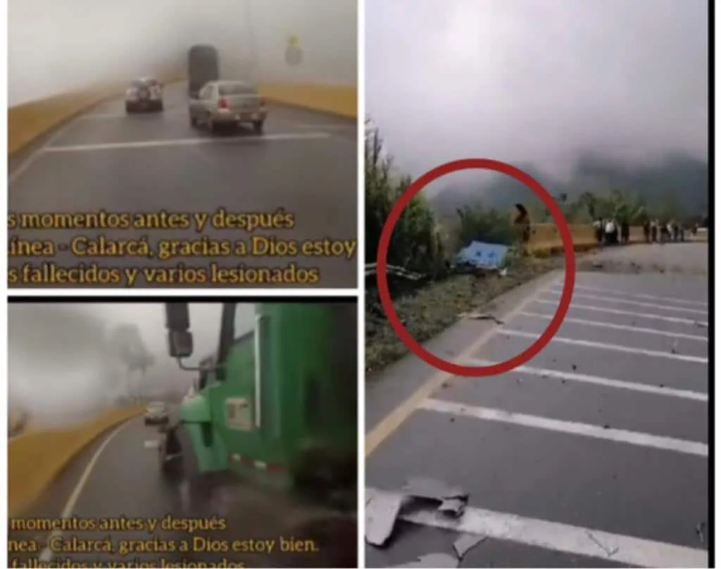 "¡Va sin frenos, va sin frenos!", terror por tractomula a toda velocidad en Alto de la Línea, se accidentó. Fotos: vía Reporteros de la Línea.