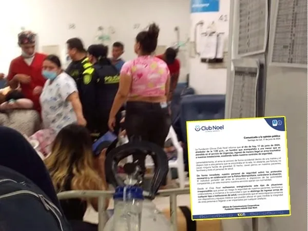 Desde la Clínica Club Noel indicaron que el arma se accionó accidentalmente dentro de una maleta y el disparo rozó a otra persona que estaba en la sala.