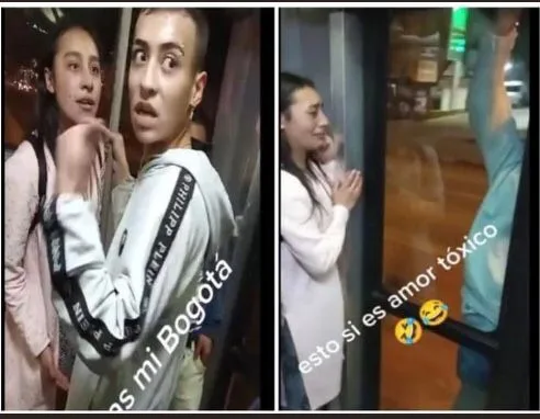 colgado de la puerta en Transmilenio