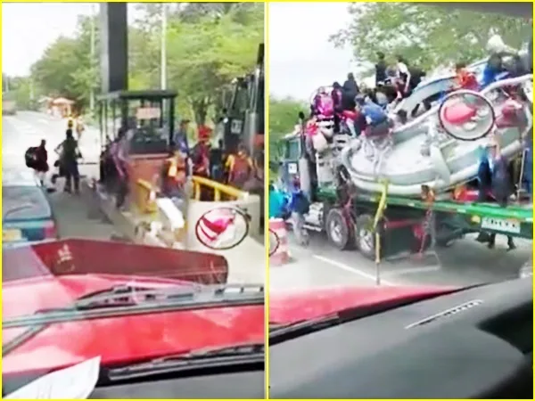 Desmanes en El Cerrito: jóvenes que serían hinchas del Tolima llegaron como polizones y robaron  peaje