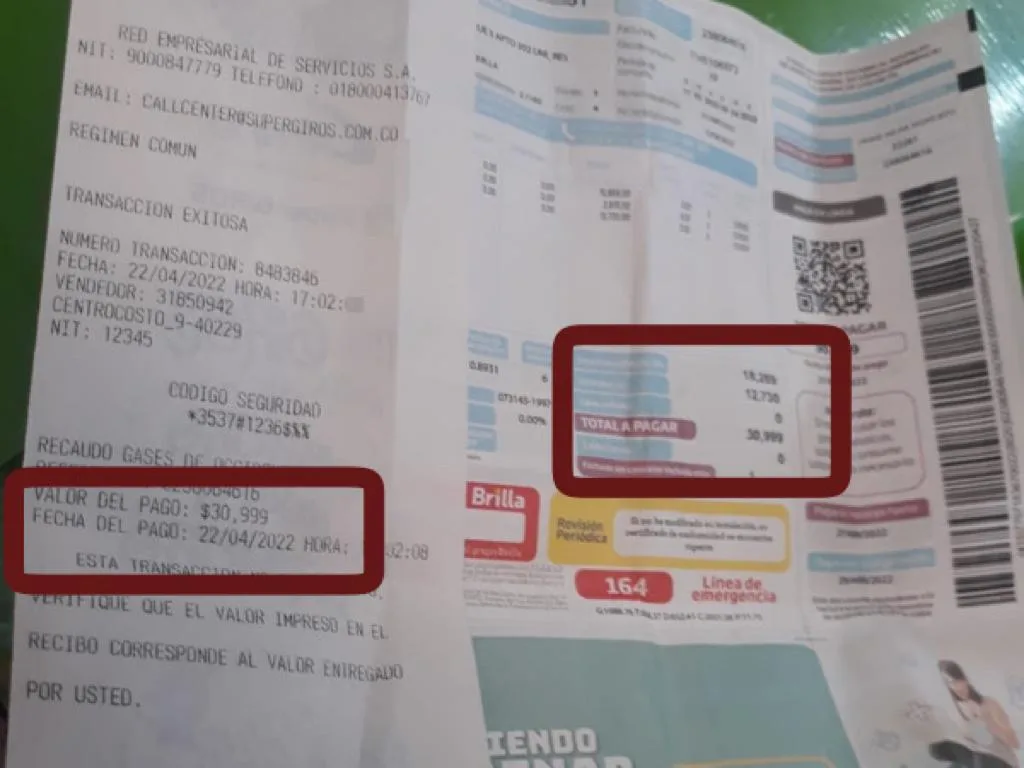 un recibo se encontró con la plata y lo pagó en Cali