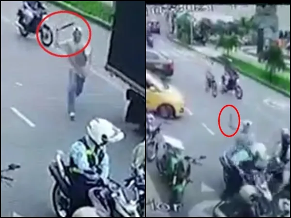 "En todo lado hay un loco": Joven "salió de la nada" y con un palo atacó a agente de tránsito en Itagüí, Antioquia