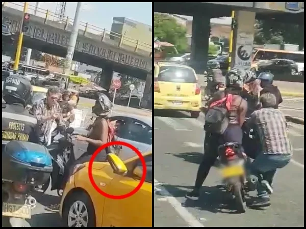 Agarrada de taxista a una motorizada porque "le dañó el retrovisor": No la quería dejar ir "pero se le escapó", en Cali