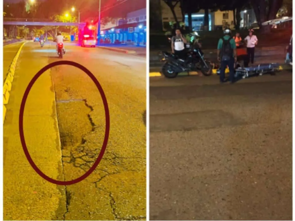 "Se caen cada rato", el hueco que está causando accidentes en la autopista, sur de Cali