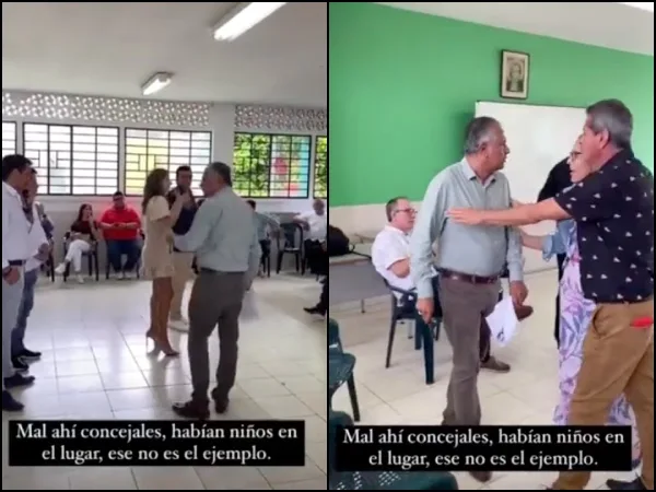 Como Rodolfo Hernández, concejales en Bucaramanga casi "se encienden a puños" y frente a niños de un colegio