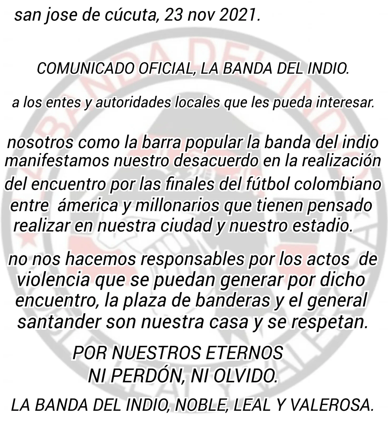 Hinchas del Cucuta rechazaron que la ciudad fuera sede del partido entre América y Millonarios