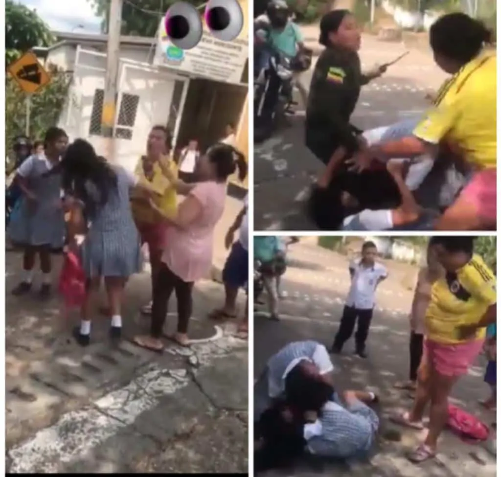"¡Dele duro, dele!", la madre que incitó a su hija a pelear afuera del colegio, ni la patrullera pudo pararla