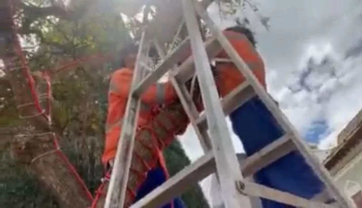 instalación del alumbrado navideño en Pasto