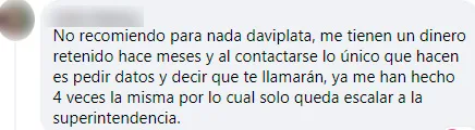 Usuarios se quejan de Daviplata