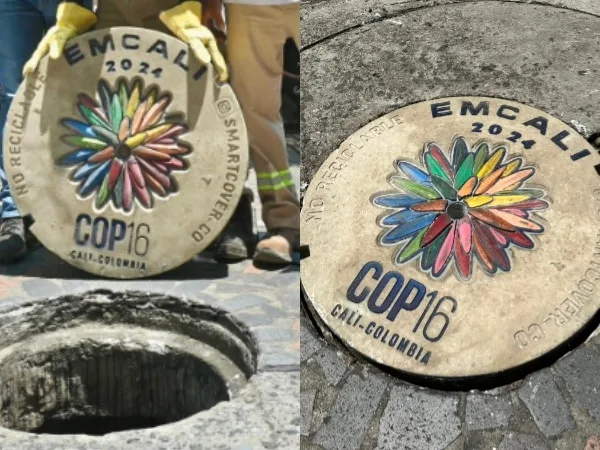 Se instalan en Cali nuevas tapas de alcantarillado alusivas a la COP16
