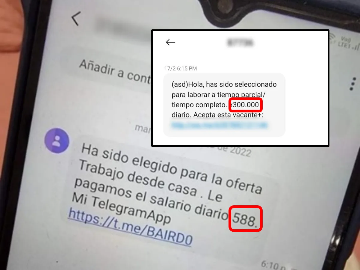 "Ganaste el trabajo de tus sueños" con salarios diarios de "$300 y $ 580": Estafas siguen llegando a celulares de los colombianos