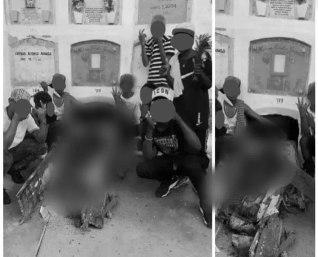 Sacaron los restos del difunto y se tomaron fotos, en el cementerio central de Cali