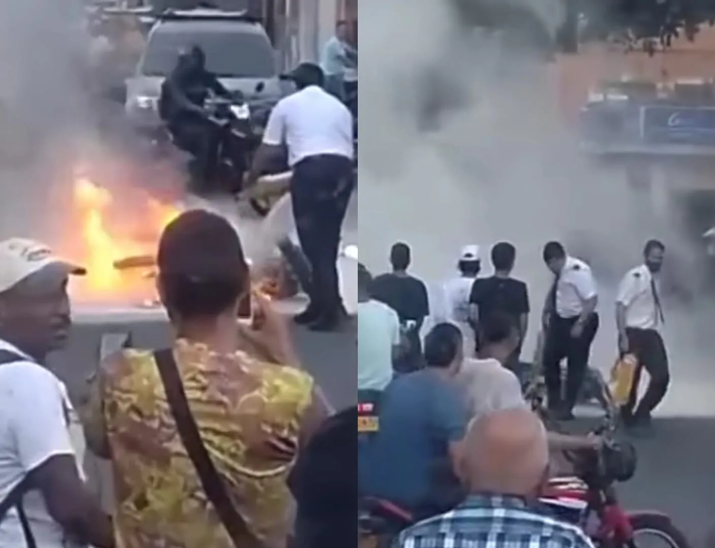"No todo es malo", resaltaron labor de conductores del MIO por apagar incendio de una moto en Cali