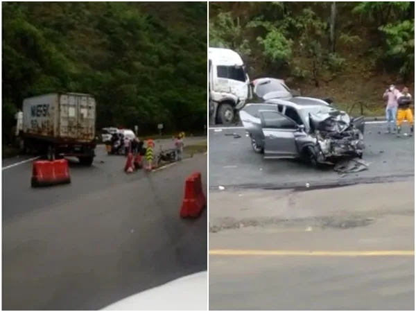 Aparatoso accidente en vía Buenaventura tras choque entre un carro y furgón  