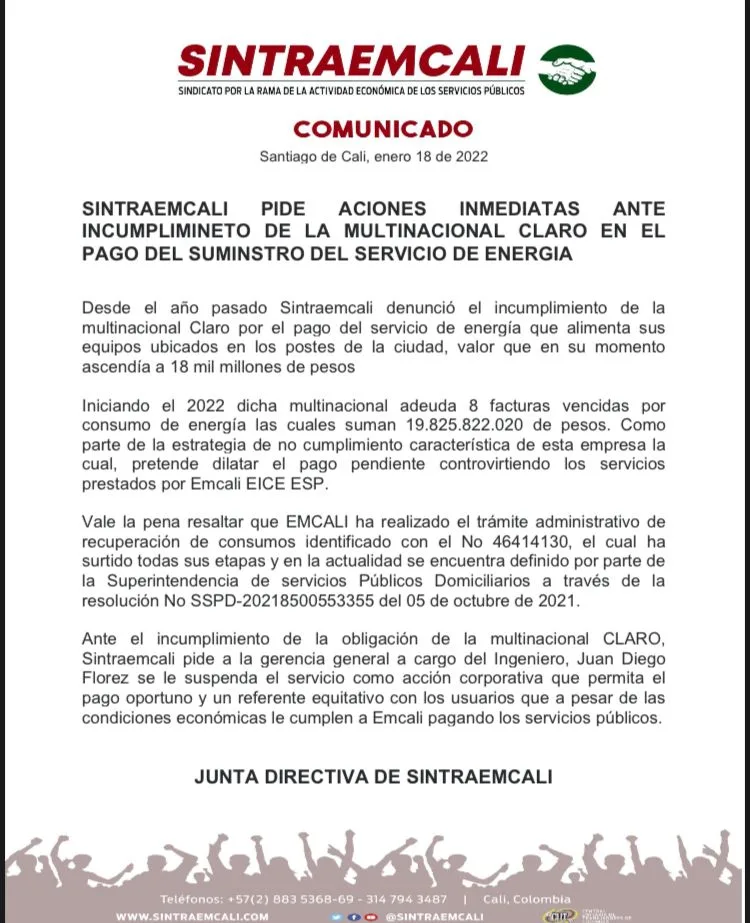 Emcali y Claro deuda por fraude