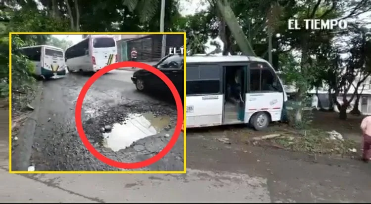 buseta escolar accidente en Cali hueco