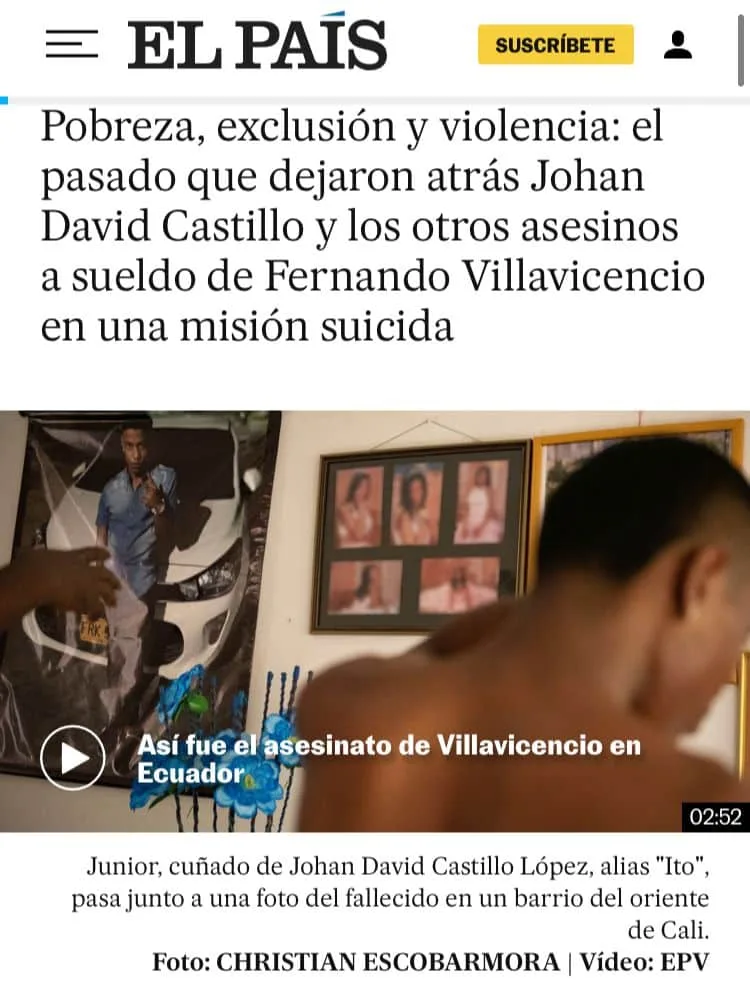 Pantallazo de la publicación original como aparece en El País de España. Historia de Ito, el presunto sicario español.