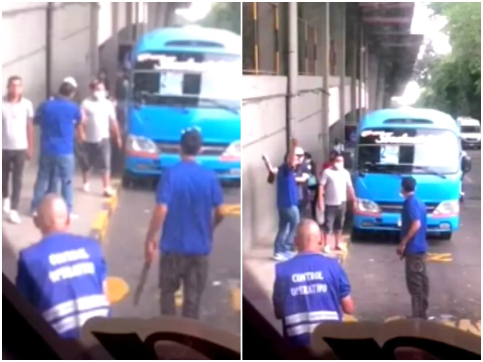 Empujones, insultos y hasta machete se sacaron dos conductores que discutían en la Terminal de Cali
