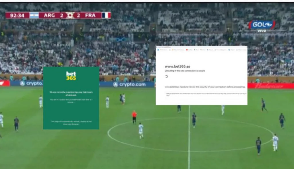 Juegan el alargue de la final del Mundial de Catar y Bet365, una de las casas de apuestas más importantes, se cayó en la red.