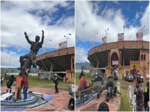 Polémica en Duitama: derriban monumento a César Rincón en medio del debate por la transformación de espacios