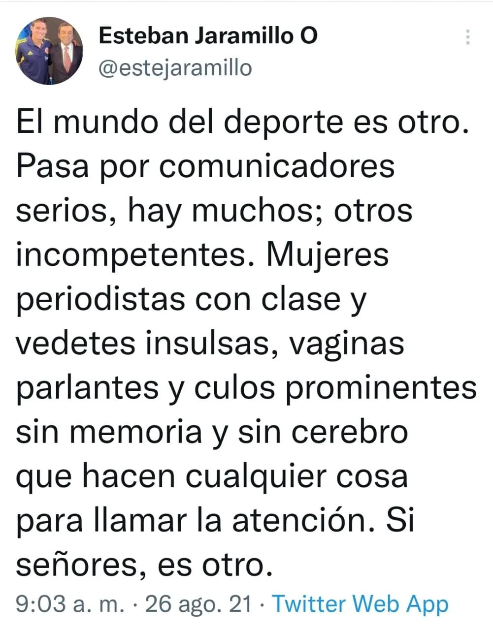 Periodista deportivo tuvo que disculparse por insultos: "vaginas parlantes" dijo para referirse a algunas colegas