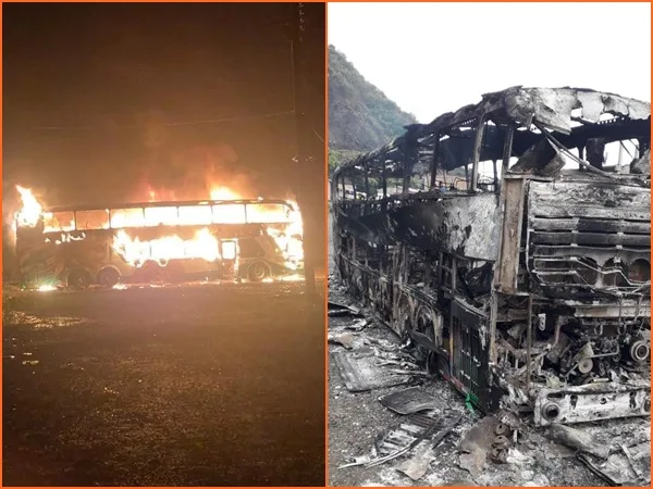 Bus de transporte público fue incinerado en El Tablón Panamericano