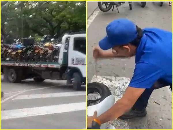 Operativo de tránsito en Cali terminó en caos: Propietarios bajaron motos de la grúa y una agente fue lesionada