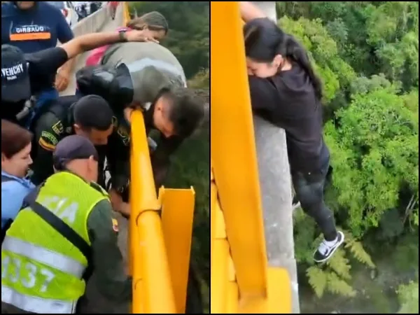 "Ténganla duro, no la suelten", angustia por una mujer que llegó al puente de la variante en Ibagué