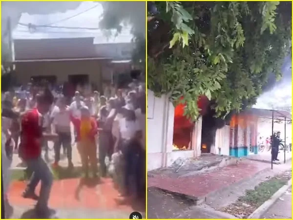 Lanzaron fósforos e incendiaron la Registraduría: hechos se registraron en video y hay rechazo por atentado