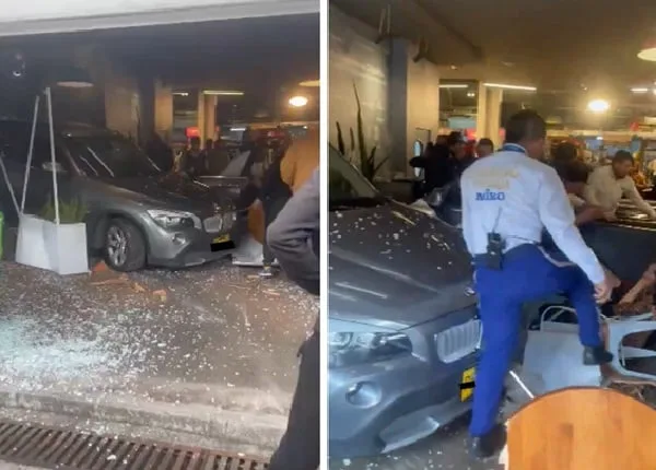 BMW accidentado en Carulla, en Bogotá.