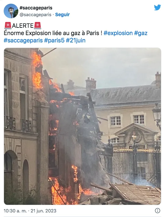 Explosión por acumulación de gas en un edificio en París, provocó que se derumbara