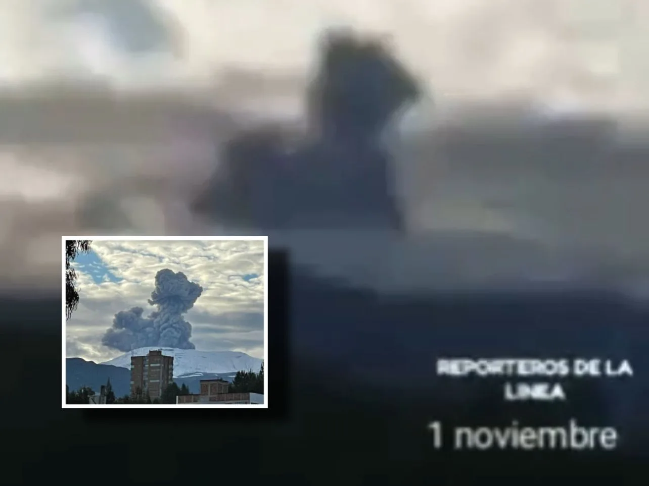 Nevado del Ruiz expulsando ceniza este 1 de noviembre 2021