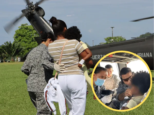 La pequeña sufrió un accidente y la trasladaron de Tumaco a Cali en el helicóptero de la Fuerza Aeroespacial para que reciba atención médica neurológica.