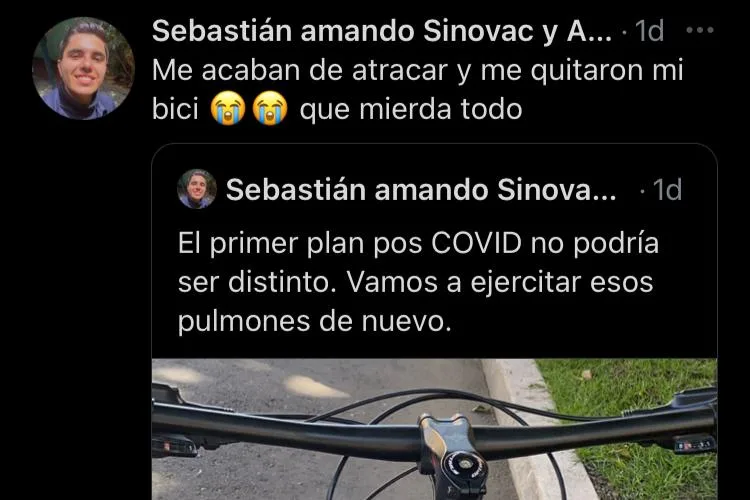 Un hurto viral: “Plan pos COVID” montar en bici, dos horas después, “me acaban de atracar”