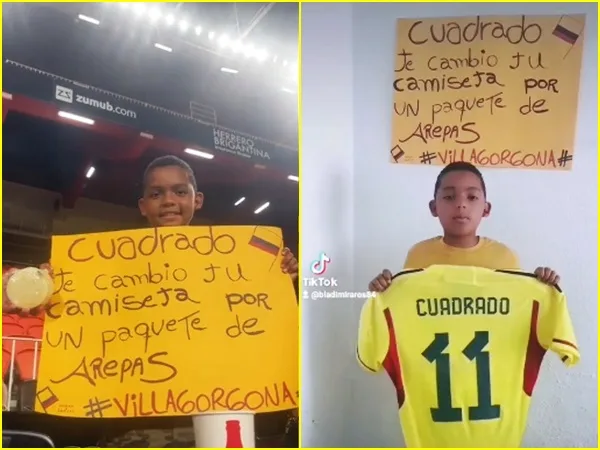Falta foto Final feliz: Niño si recibió la camiseta de Cuadrado tras proponerle un cambio por un paquete de arepas