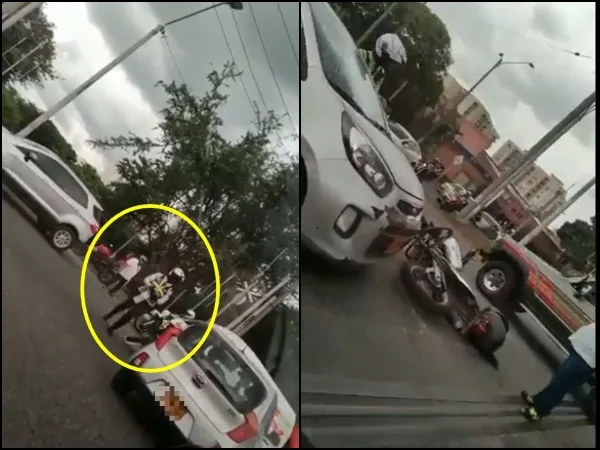 "Se la va a enterrar todita": Conductor se 'voló' el semáforo y chocó con un agente de tránsito en Cali