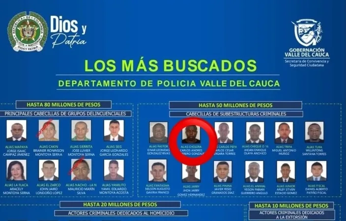 Cayó alias 'Cholera', uno de los más buscados del Valle.