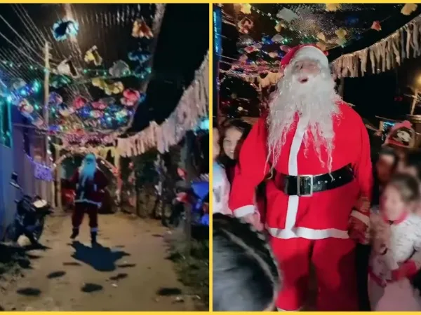 Con gritos y aplausos recibieron a Papá Noel en Mocondino Bajo