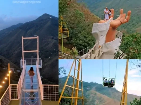 El columpio y la mano en movimiento que ahora acompañan el mirador del puente de Cristal muy cerca de Cali