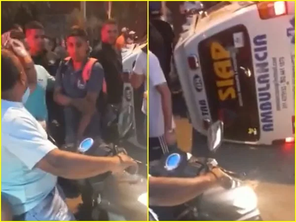 ¿Por guerra de Soat? Ambulancia en Cali iba a atender accidente y terminó volcada tras chocar a motorista