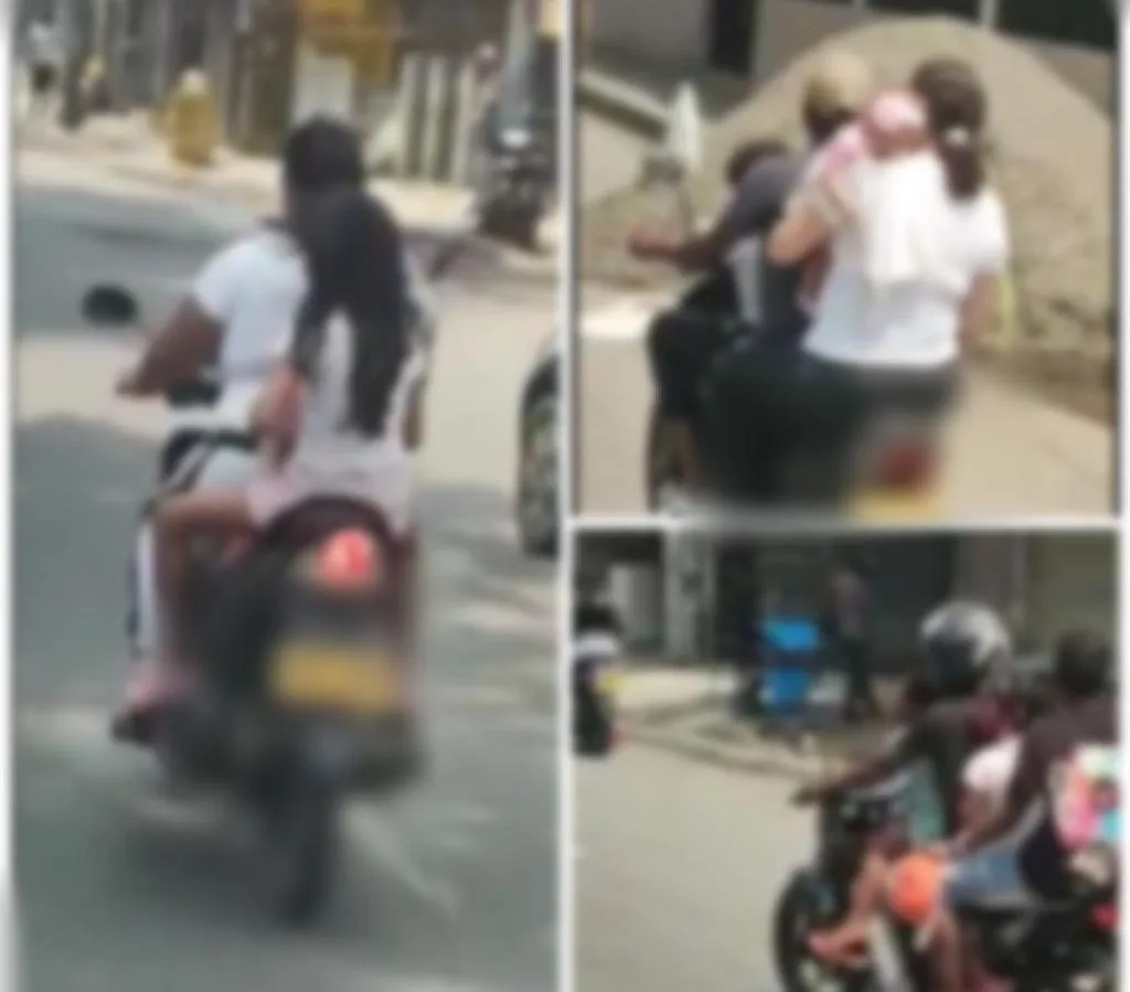 niños pasajeros motos en Cali