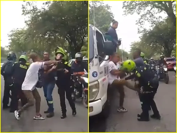 En plena vía pública la mujer habría empezado con las agresiones hacia la patrullera, autoridades tuvieron que intervenir ante el caos provocado en medio del operativo en el sur de Cali.