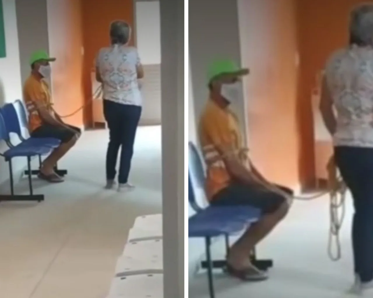 hombre amarrado en Río Largo Brasil