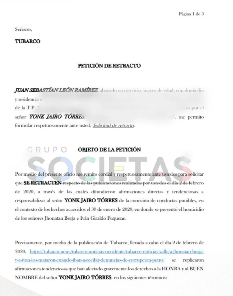 pedido de retractación